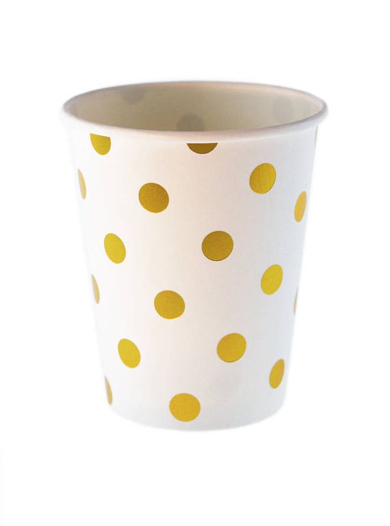 Cups White With Gold Foil Polka Dot Cups Gold Polka Dots Etsy
