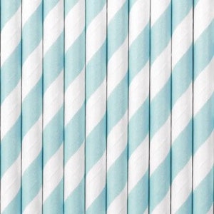 Pastell Baby-Blau Gestreifte Papierstrohhalme 10ct | Blaue Strohhalme | Meerjungfrau-Party | Narwal Party | Jungen-Geburtstagsfeier | Baby-Dusche