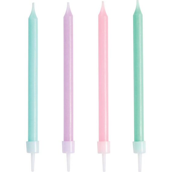 Multicolor Pastel Birthday Candles 12ct | Mermaid Birthday Party Cake Decor | Unicorn Birthday Cake Toppers | Gender Reveal Party Candles Il_570xn
