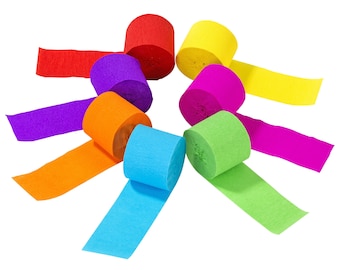 Bright Rainbow Party Streamers 7ct Bright Colored Streamers Multicolor Streamers  Rainbow Hanging Decor Rolls of Crepe Paper Streamer 