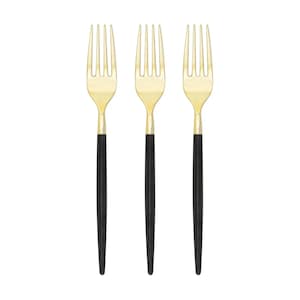 Schwarz & Gold Kunststoff Gabeln 32ct | Plastik Silberbesteck, Einwegbesteck, Hochzeitsbesteck, Junggesellenabschied, Geburtstagsfeier, Babyparty