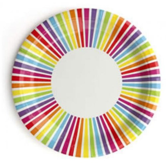 Rainbow Striped Lunch Plates 10ct | Rainbow Party Plates | Rainbow Birthday | Over the Rainbow | Rainbow Baby Shower | Rainbow Art Party Il_570xn