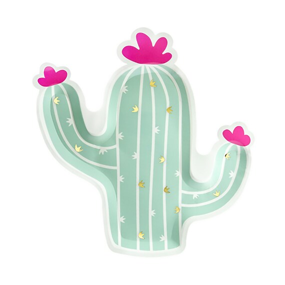 Cactus Lunch Paper Plates | Llama Birthday Party | Cactus Baby Shower | Boho Fiesta Party Decor | Cinco De Mayo | Pack of 6 Paper Plates Il_570xn