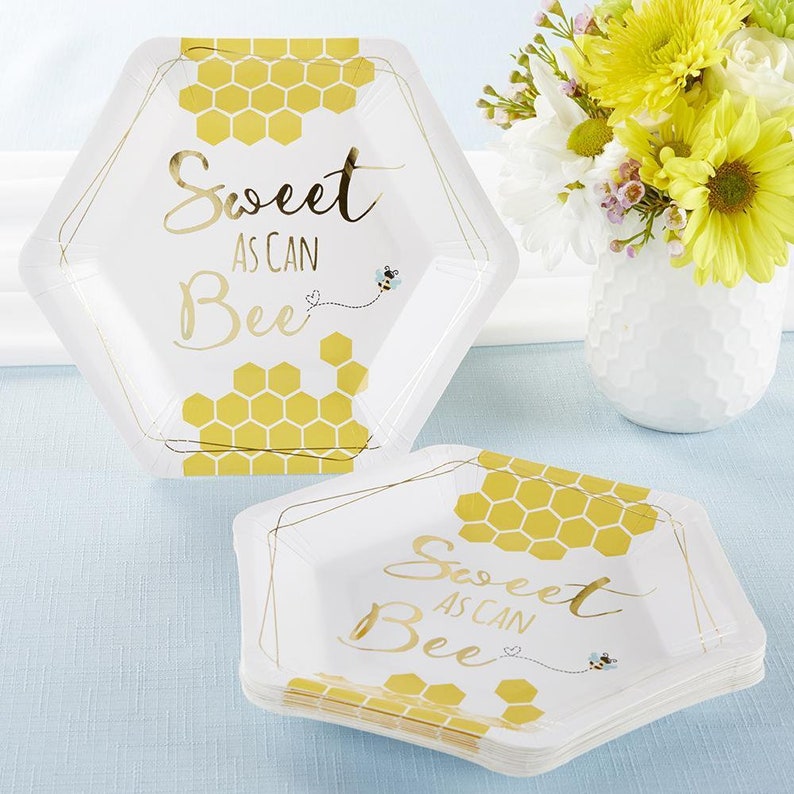 Sweet as Can Bee Dessert Plates 16ct Bee Gender Reveal Mom Etsy