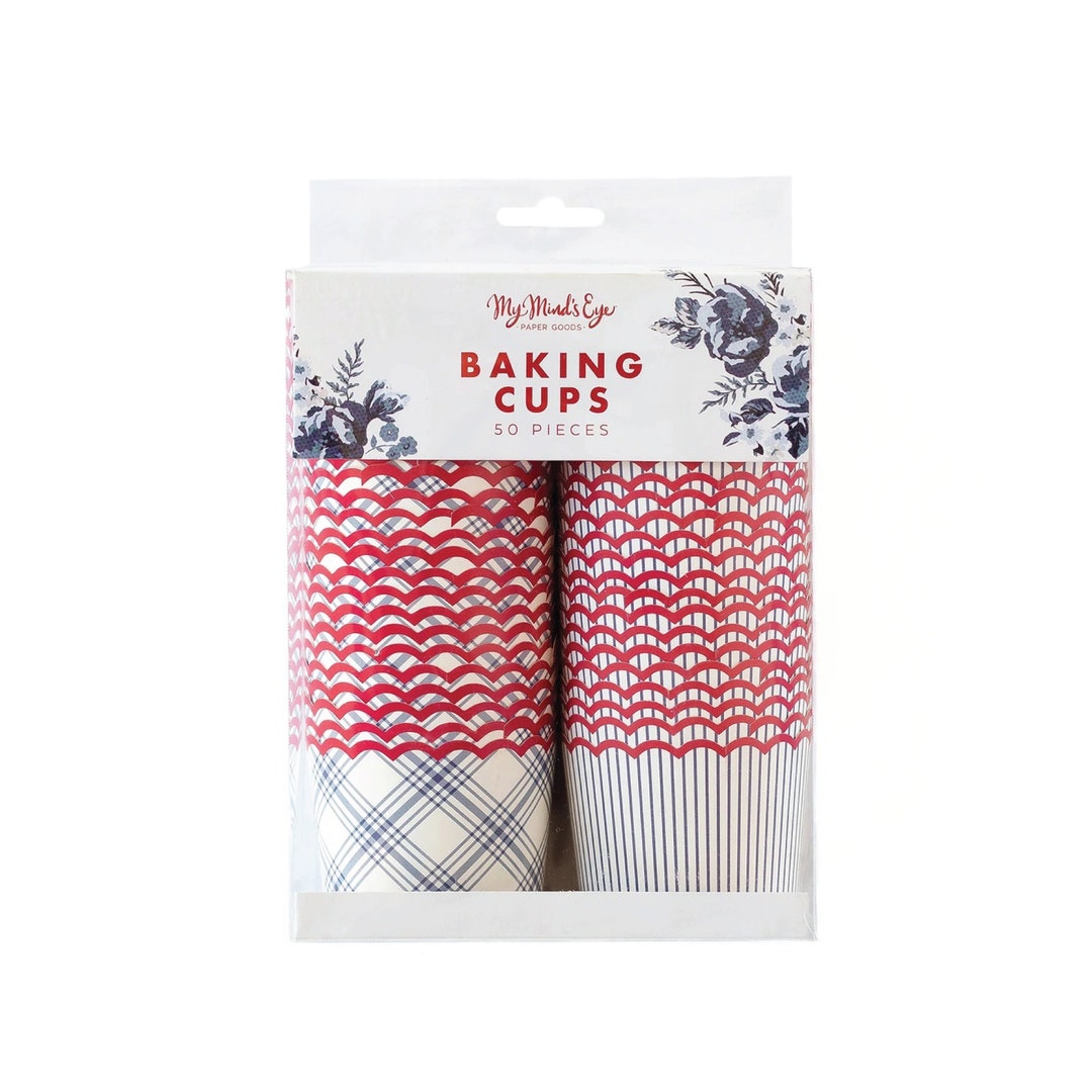 Hamptons Blue & Red Paper Baking Cups