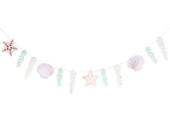 Seashells & Seaweed Garland 5ft | Mermaid Party Decor | Mermaid Birthday | Under the Sea Birthday | Mermaid Baby Shower | Mermaid Banner