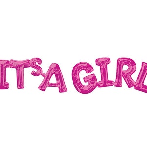 42&quot; Air-Filled Pink It&#39;s A Girl Letter Balloon Banner | Gender Reveal Announcement | Girl Baby Shower Decor | Pink Balloon Garland