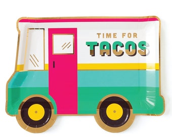 Taco Truck Paper Plates (8ct) – Fiesta Birthday or Cinco de Mayo Party Supplies
