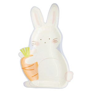 Bunny with Carrot Lunch Plates 8ct | Bunny Baby Shower | Easter Plates | Easter Party | Spring Party Decor | Some Bunny First Birthday