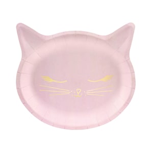 Pink Kitty Cat Lunch Plates 6ct | Cat Birthday Party | Cat Party Decor | Kitten Party | Pink Halloween Party | Cat Mom Gifts | Purfect Party