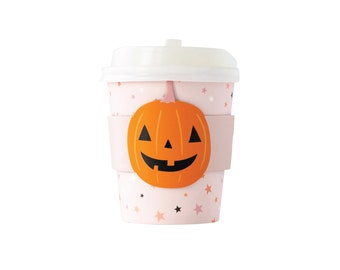 Pink Halloween Jack O’Lantern Mini Cups with Lids (8ct) – Spooky Party Drinkware