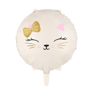 Globo de cara de gato gatito blanco 14" / Cumpleaños de gato / Decoración de fiesta de gato rosa / Fiesta de gatito / Baby Shower de gato / Suministros de fiesta de gato / Cumpleaños de gatito