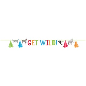 Get Wild Safari Tassel Banner 8ft | Wild One First Birthday | Two Wild Jungle Birthday | Zoo Animals | Party Animals | Safari Baby Shower