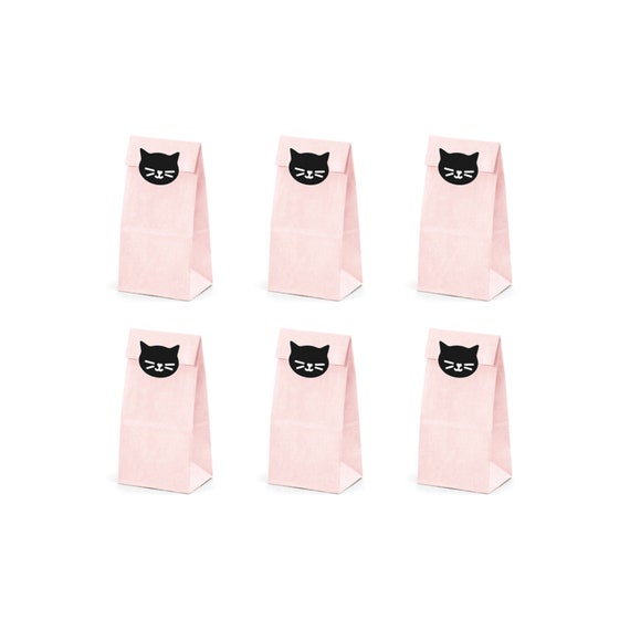 Purrfect Cat Treat Bags 6ct | Kitten Birthday Party Decor | Kitty Cat Birthday Favor Bags | Pink Halloween Cat Decor | Kitten Baby Shower Il_570xn