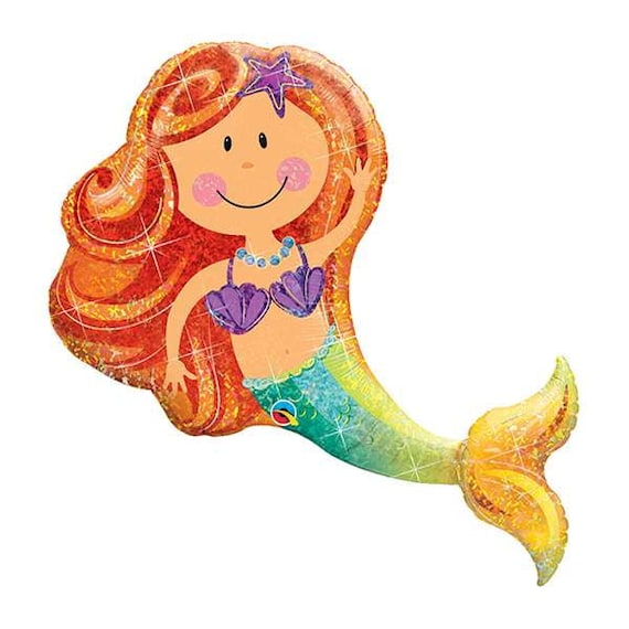 Giant Sparkling Mermaid Balloon 38" | Girls Mermaid Birthday Party Decorations | Under the Sea | Mermaid Decor | Summer Pool Party Il_570xn