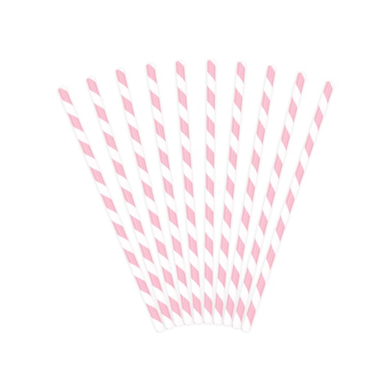 Pink Striped Paper Straws 10ct | Princess Party | Mermaid Party | Narwhal Party | Girl Birthday | Girl Baby Shower Il_570xn