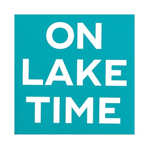 On Lake Time Beverage Napkins | Weekend at the Lake Hostess Gift | Lake Birthday Decor | Lake Life Cocktail Napkins | 20 Paper Napkins Il_570xn