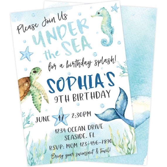 Custom Under the Sea Birthday Printable Invitation | Boy or Girl Birthday | Mermaid Birthday | Ocean Party | Digital Personalized Invite Il_570xn