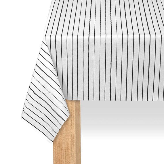 Black Pinstripe Paper Table Cover Pirate Birthday Party Superhero Party Decor Black White Table Runner Baby Shower Tablecloth By The Party Darling Catch My Party