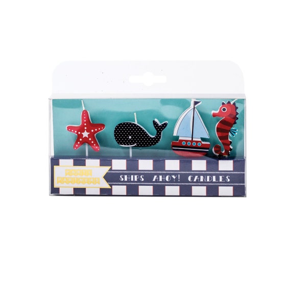 Nautical Party Candles 4ct | Nautical Baby Shower | Nautical Birthday Party | Ahoy It's a Boy | Little Sailor Party | Candles Il_570xn