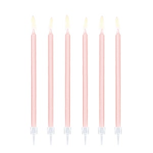 Hohe Hellrosa Geburtstagskerzen 12ct | Jubiläum Party Kuchen Topper | Mädchen-Geburtstags-Party-Tortendekorationen | Rosa Geburtstagstortenkerzen