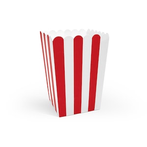 Red Striped Popcorn Boxes 6ct Pirate Birthday Party Circus Party Decor Farm Treat Boxes Superhero Party Favor Bags 4th of July image 1