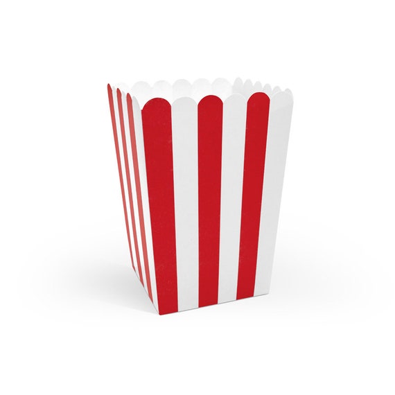 Red Striped Popcorn Boxes 6ct | Pirate Birthday Party | Circus Party Decor | Farm Treat Boxes | Superhero Party Favor Bags | 4th of July Il_570xn
