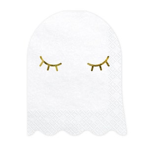 White Ghost Beverage Napkins 20ct | Kids Halloween Party Decorations | Pink Halloween Birthday | Boo Party Decor | Small Paper Napkins