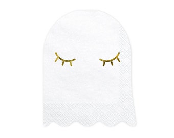 White Ghost Beverage Napkins 20ct | Kids Halloween Party Decorations | Pink Halloween Birthday | Boo Party Decor | Small Paper Napkins