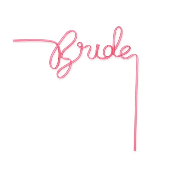 Pink BRIDE Plastic Word Straw 1ct | Wedding Party Straws | Reusable Plastic Straw | Bachelorette Silly Straw | Bridal Shower Party Favors