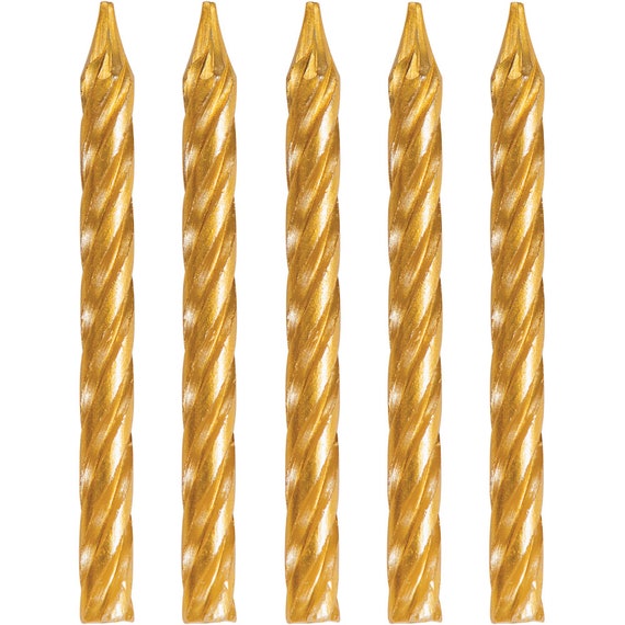 Gold Spiral Birthday Candles | Gold Cake Decor | Graduation Cake Toppers | Tropical Fiesta | New Year's Eve | Pirate | 24 Wax Party Candles Il_570xn