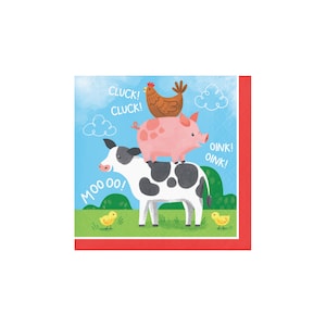 Farm Animals Dessert Napkins 16ct | Farm Party Napkins | Farm Baby Shower | Barnyard Birthday Party | Farm Birthday Table | Boy Birthday