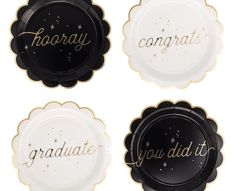 Grad Well Wishes Scalloped Lunch Plates 8ct - Graduation Party Tableware