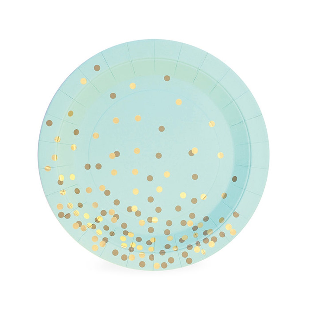 Dessert Plates Mint Green With Gold Confetti Cake Plates Etsy