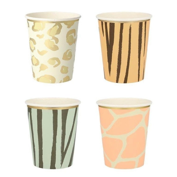 Safari Animal Print Party Cups | Jungle Birthday | Safari Baby Shower Decorations | Wild ONE | TWO Wild | 8 Meri Meri Paper Cups Il_570xn