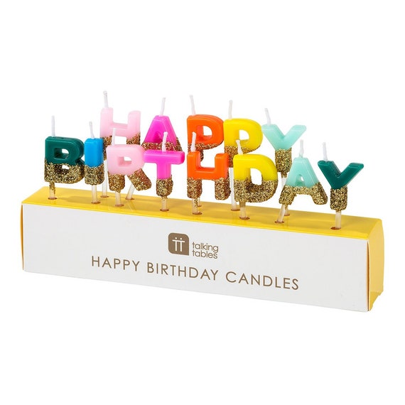 Rainbow & Glitter Happy Birthday Candle Set | Girls Birthday Party Decorations | Birthday Cake Toppers | Rainbow Candle Letters | Cake Decor Il_570xn