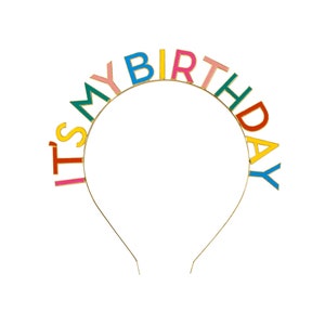 Multicolor It's My Birthday Headband | Rainbow Birthday Party Crown | Girls Birthday Tiara | Gold Metal Headband | Milestone Birthday
