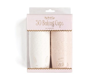 Hippity Hoppity Easter Baking Cups 50ct | Easter Birthday Party Decor | Some Bunny is One | Easter Cupcake Wrappers | Easter Treat Cups