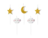 Glitter Stars Moon & Happy Clouds Candles 5ct | Twinkle Twinkle Little Star First Birthday | Cake Decorations | Birthday Candles Il_170x135