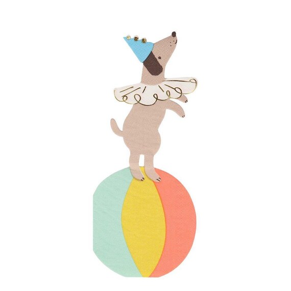 Circus Dog Dessert Napkins 16ct | Circus Birthday Party Decor | Carnival Birthday Decorations | Circus Baby Shower | Small Paper Napkins Il_570xn