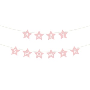 Pink Star Baby Shower Banner | Girl Baby Shower Garland | It&#39;s a Girl | Twinkle Twinkle Little Star Baby Shower | Over The Moon & Star Decor