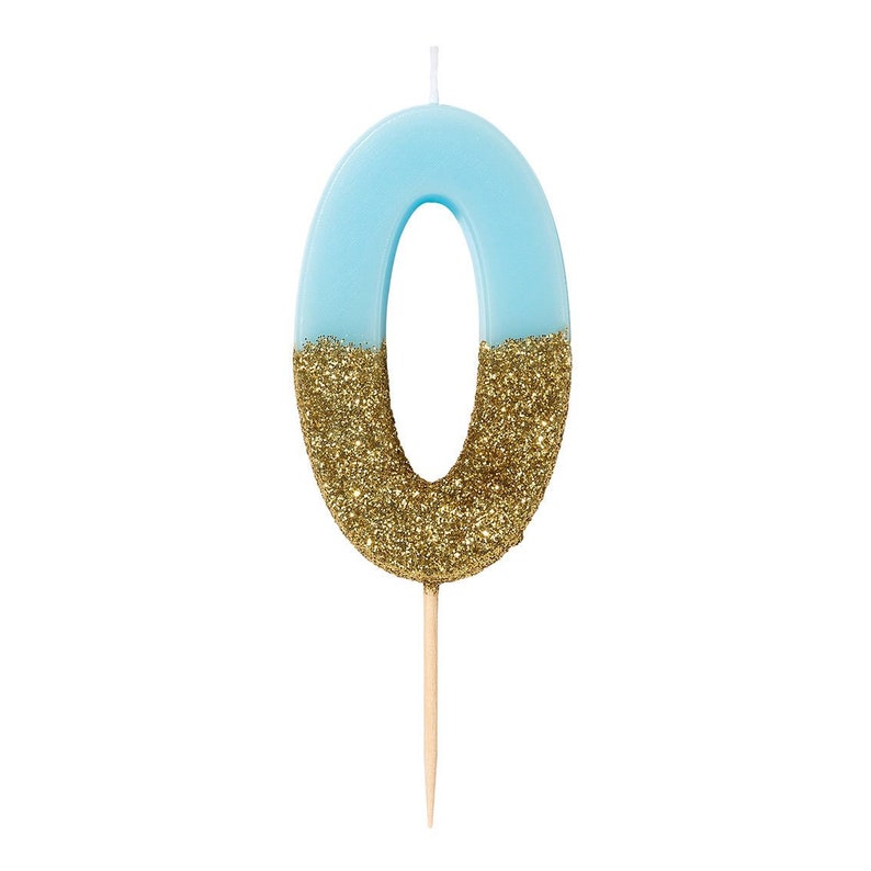 Blue and Gold Glitter Dipped Number Birthday Candle Milestone Birthday Boys Birthday Party Anniversary Candles Number Cake Toppers image 9