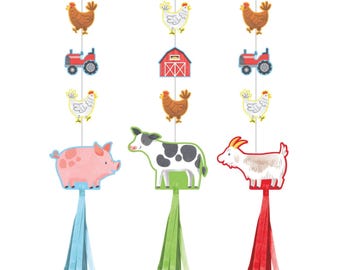 Farm Animal Party Hanging Decor 3ct – Barnyard Birthday Ceiling Decorations