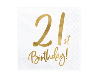 Gold 21st Birthday Lunch Napkins 20ct | 21st Birthday Decorations | Milestone Birthday Party | Finally Legal | 21st Birthday Gift for Her