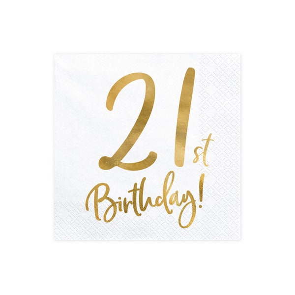 Gold 21st Birthday Lunch Napkins 20ct | 21st Birthday Decorations | Milestone Birthday Party | Finally Legal | 21st Birthday Gift for Her