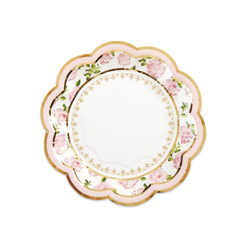 Pink Floral Tea Time Dessert Plates 16ct Tea for Two Birthday Bridal Shower Tea Party Floral Baby Shower Easter Party