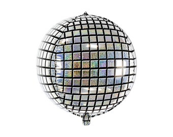 Silver Disco Ball Orbz Foil Balloon 16" | Retro Disco Birthday Party  | New Year's Eve Bash | 70s Disco Party Decorations | NYE Balloon