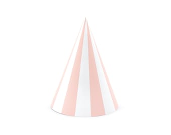 Light Pink Striped Party Hats 6ct | Girls First Birthday Party | Ice Cream Birthday | Party Hats for Kids Birthday | Two Sweet Party Favors