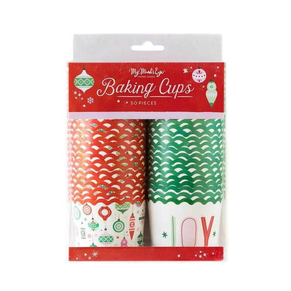 Joy Christmas Baking Cups | Christmas Party Decorations | Holiday Party | Cupcake Liners | Kids Christmas Ideas | Pack of 50 Food Cups Il_570xn