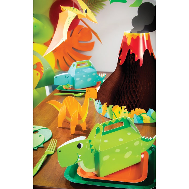 Dinosaur Favor Boxes 4ct Dinosaur Treat Bags Three Rex Birthday Prehistoric Animals Dinosaur Birthday Dinosaur Baby Shower image 3